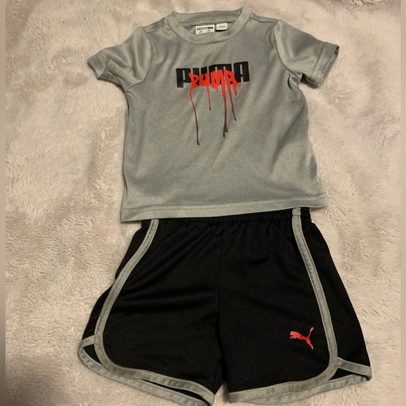 Puma grey&black short and shirt set 6-9m - Picture 1 of 4